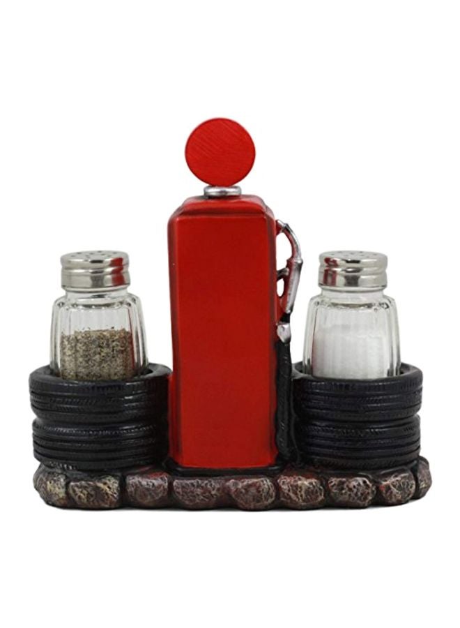Ebros Gift 2-Piece Salt And Pepper Shaker Set With Cross Country Road Statue Clear/Black/Red 6.5x3x6inch  - Image 3
