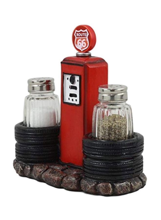 Ebros Gift 2-Piece Salt And Pepper Shaker Set With Cross Country Road Statue Clear/Black/Red 6.5x3x6inch  - Image 2