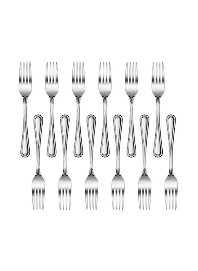 New Star Foodservice 12-Piece Bead Pattern Fork Set Silver  - Image 1