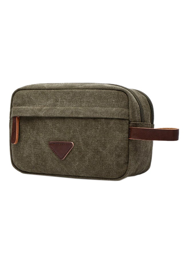 Leather Waxed Dopp Kit Toiletry Bag Green