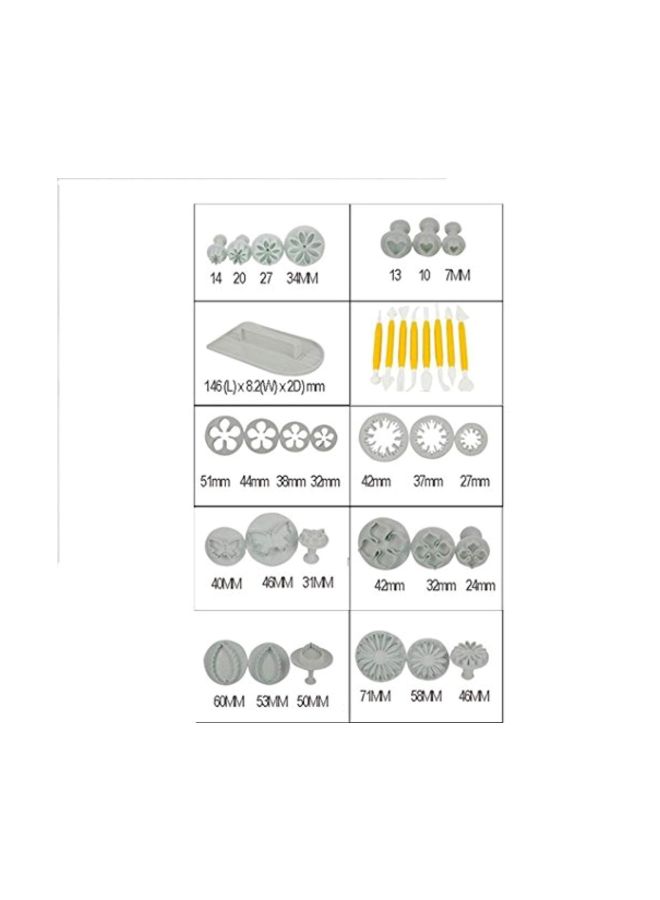 HOSL 46-Piece Flower Fondant Cake Sugarcraft Decorating Kit White/Yellow  - Image 2