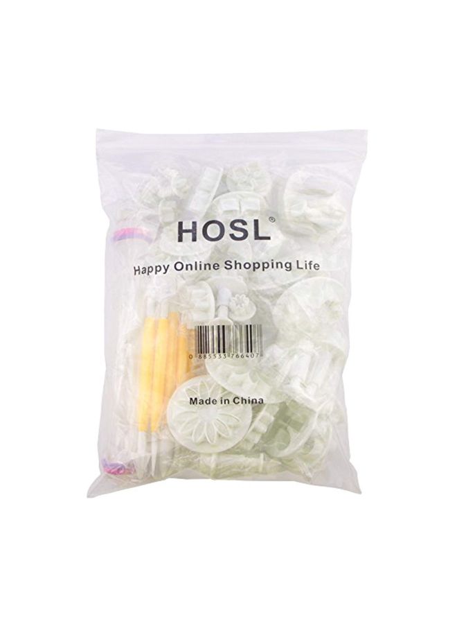 HOSL 46-Piece Flower Fondant Cake Sugarcraft Decorating Kit White/Yellow  - Image 4