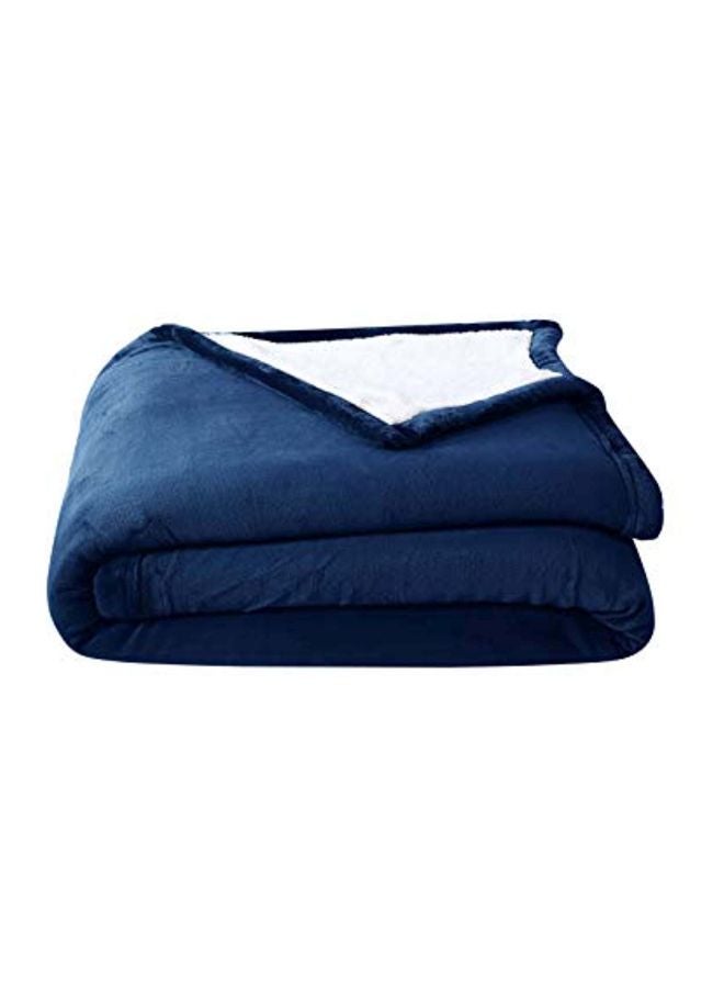 Chezmoi Collection Micromink Sherpa Reversible Throw Blanket polyester Navy Queen  - Image 1