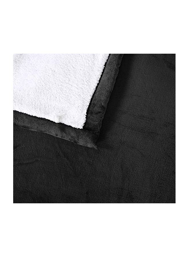 Chezmoi Collection - Micromink Sherpa Reversible Throw Blanket Polyester Black Queen - Image 1