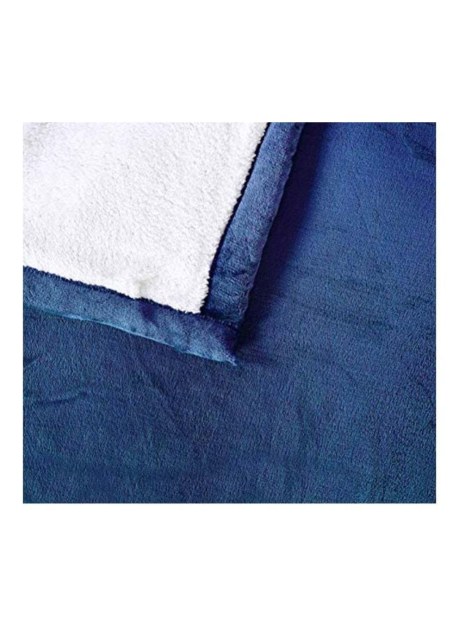 Chezmoi Collection Micromink Sherpa Reversible Throw Blanket polyester Navy Queen  - Image 3