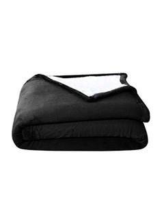 Micromink Sherpa Reversible Throw Blanket Polyester Black Queen