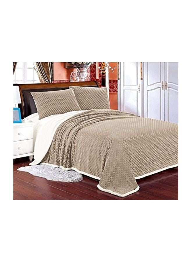 Elegant Comfort Cotton Blanket Microfiber Brown/Cream 108x90inch 