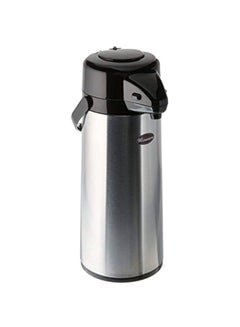 Glass Lined Airpot With Push Button Silver/Black
