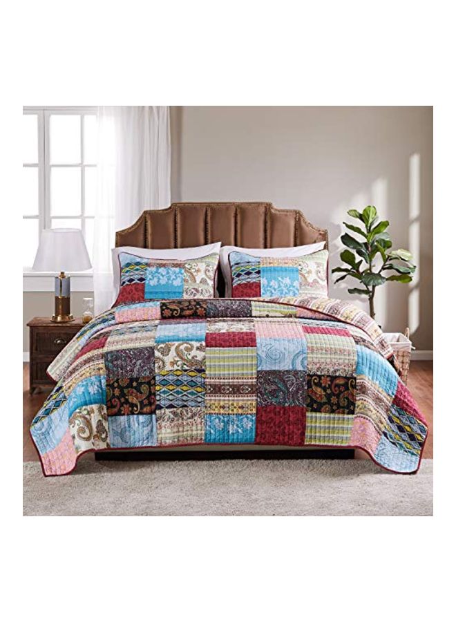Greenland Home - 3-Piece Bohemian Dream Quilt Set polyester White 18x14x6inch - Image 1