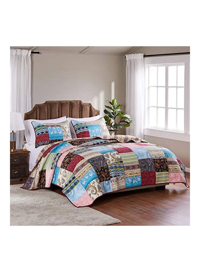 Greenland Home - 3-Piece Bohemian Dream Quilt Set polyester White 18x14x6inch - Image 1
