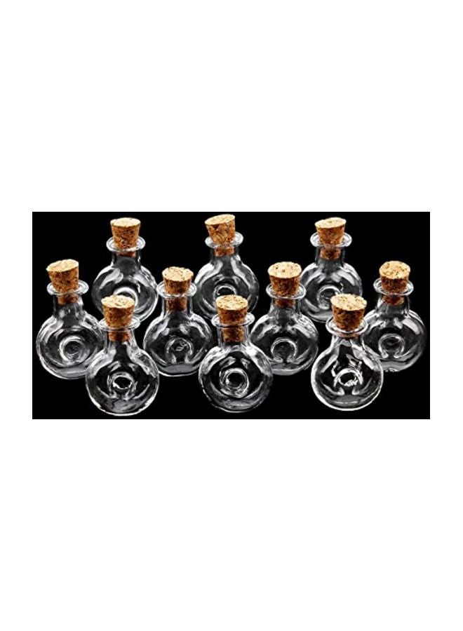 OULII 10-Piece Glass Bottle Jar With Cork Clear/Brown 2.3x2inch - Image 2