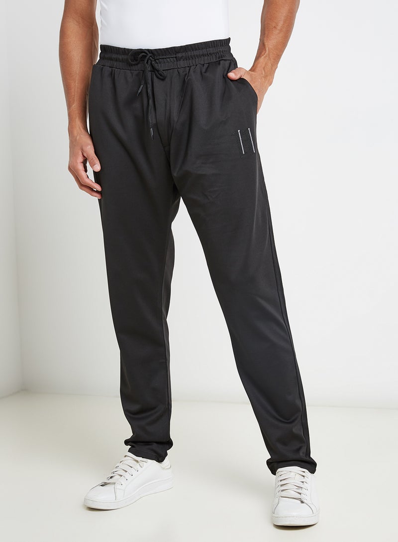 Solid Drawstring Pants Black  - Image 1