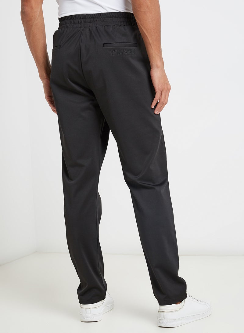 Solid Drawstring Pants Black  - Image 2