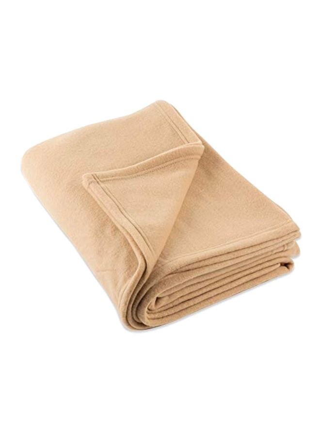 J&M Home Fashions Luxury Fleece Blanket polyester Beige 60x96inch  - Image 1