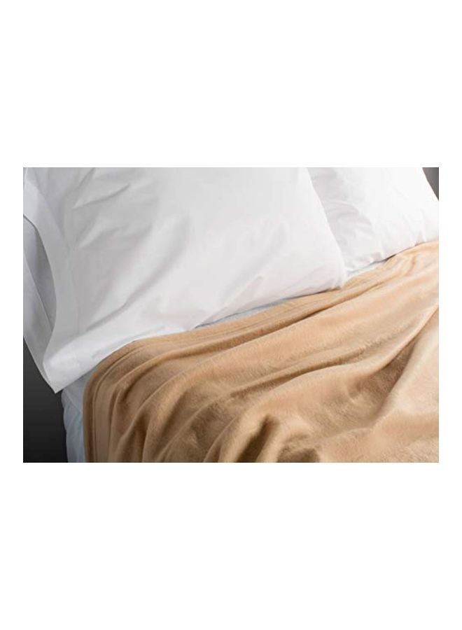 J&M Home Fashions Luxury Fleece Blanket polyester Beige 60x96inch  - Image 3