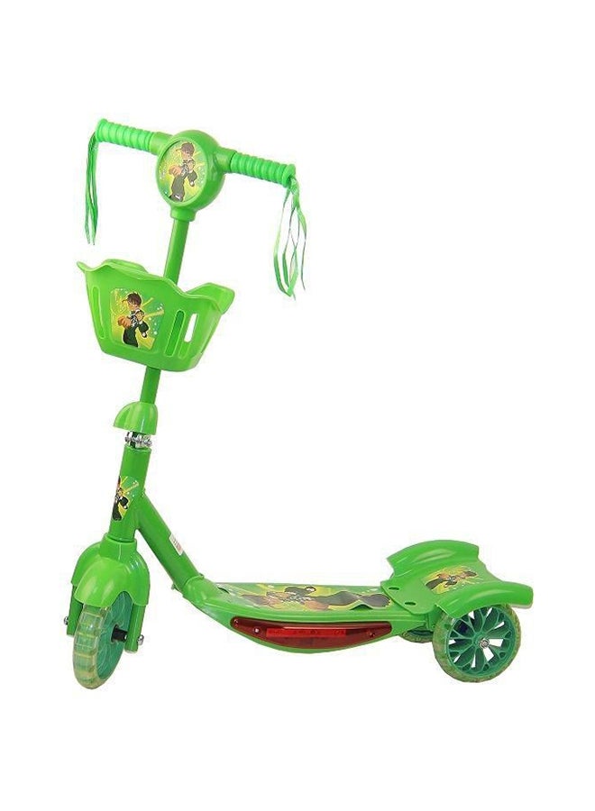 Ride On Scooter In Ben 10 Theme Green With Storage Basket In Front For Kids Green