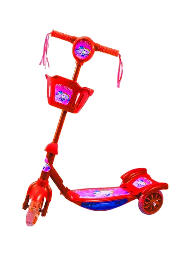 Ride On Kick Scooter For Kids With Storage Basket In Front Red And Non Slip Handle Red 21.5x15x9.5cm 