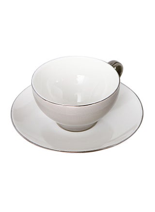 Thin Ceramic Coffee Cup And Saucer Set Grey 14.5x14.5x2centimeter - v1580817349/N34088727A_1