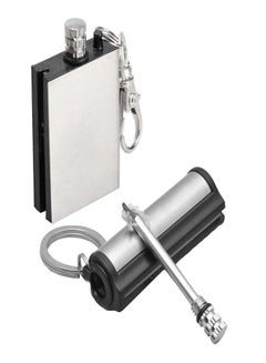 Pack Of 2 Waterproof Emergency Fire Starter Flint Match Lighter Black/Silver