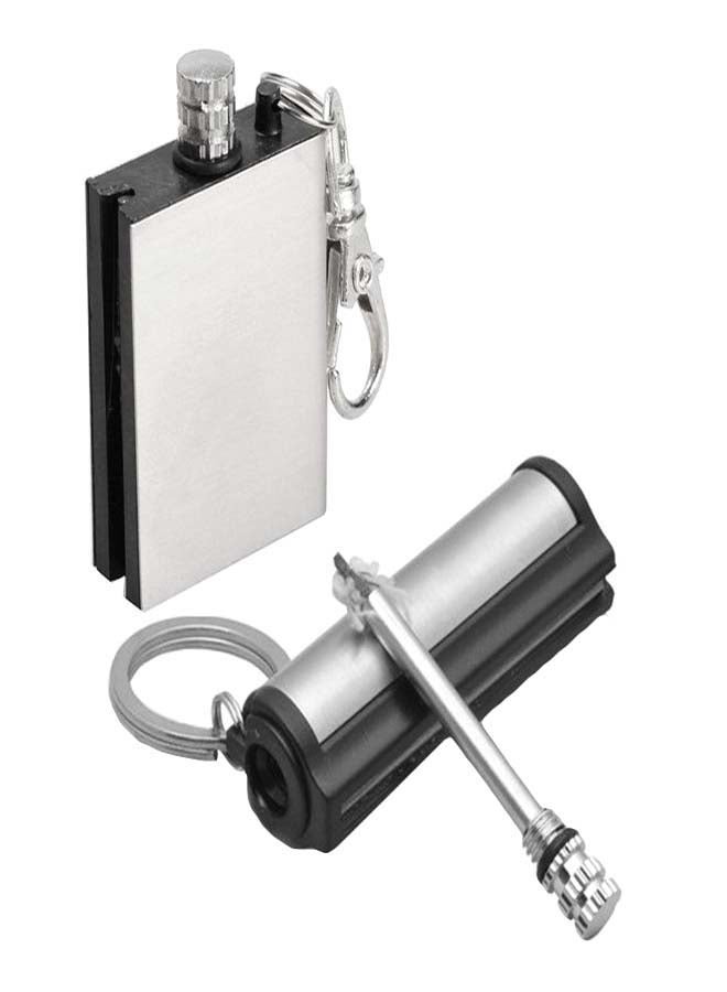 Generic - Pack Of 2 Waterproof Emergency Fire Starter Flint Match Lighter Black/Silver - Image 1