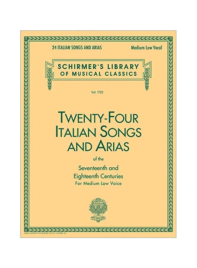 Twenty-Four Italian Songs And Arias Of The Seventeeth And Eighteenth Centuries: For Medium Low Voice paperback english - 01-Nov-86
