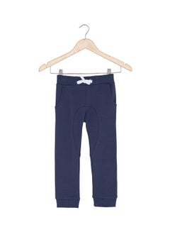 Solid Design Drawstring Sweatpants Blue