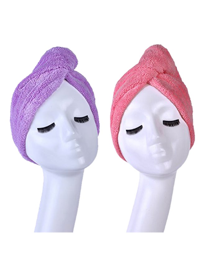 YYXR Pack Of 2 Microfiber Quick Drying Hair Towel Wrap Purple/Red 141grams