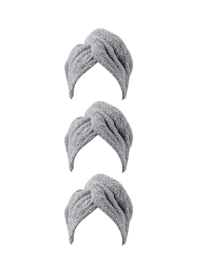 Sinland Pack Of 3 Microfiber Quick Drying Hair Towel Wrap Grey 11 x 25.6inch - Image 1