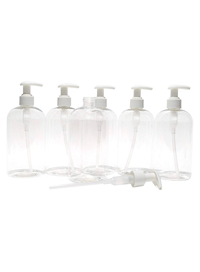 Baire Bottles 6-Piece Refillable Bottle Set With Lotion Pump Clear/White