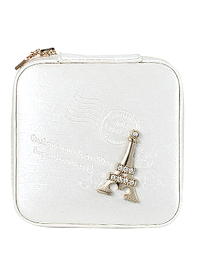 ANSELF Travel Jewelry Organizer Box With Mirror White - Image 2