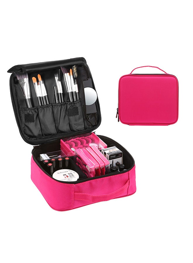 Cosmetic Storage Bag With Padded Handle Rose Red