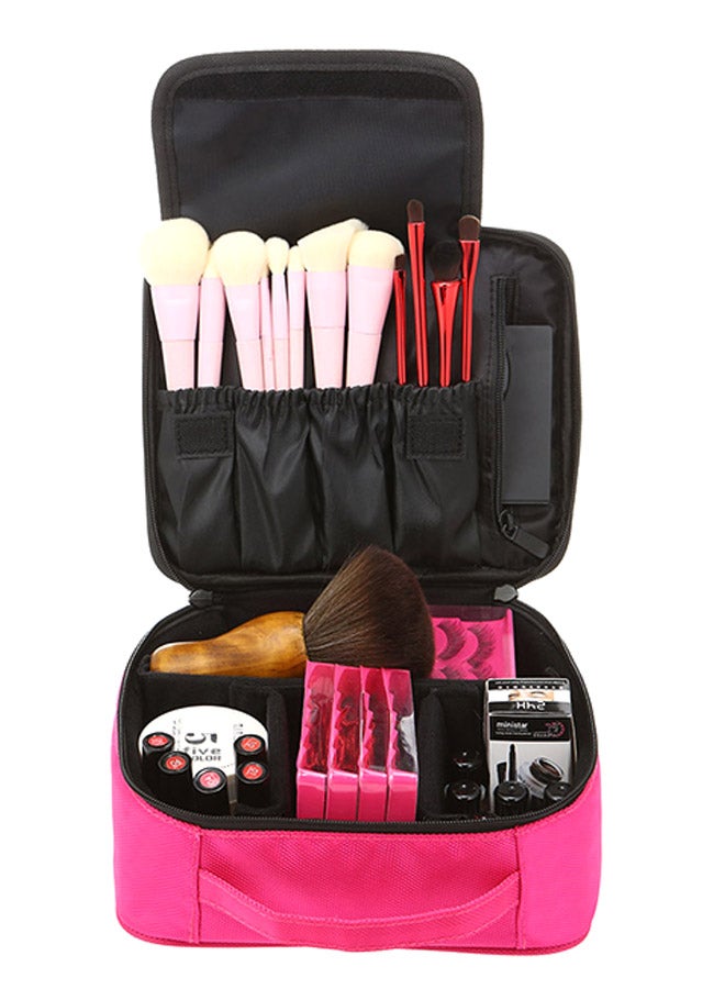 Cosmetic Storage Bag With Padded Handle Rose Red