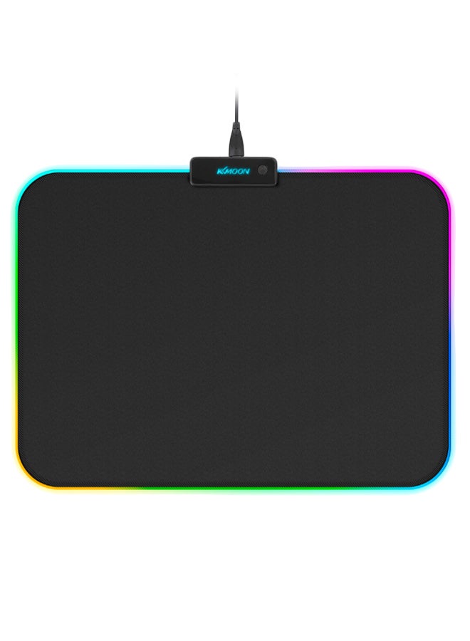 كيه كيه مون لوحة ماوس ألعاب ناعمة مضادة للانزلاق ومزودة بإضاءة متعددة الألوان RGB مع حافة قفل أسود - Image 2