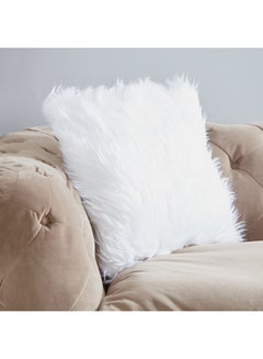 Home Box Faux Sheep Skin cushion polyester White 45x45cm  - Image 3