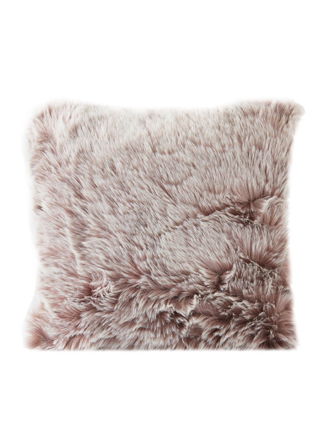 Home Box Faux Sheep Skin cushion Polyester Dyed Brown 45x45x10cm  - Image 2