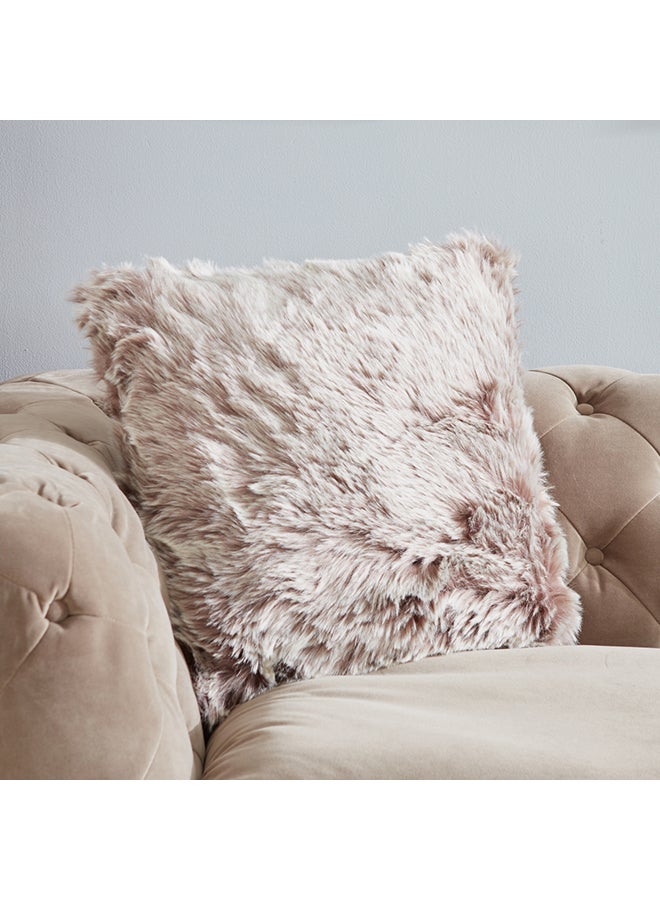 Home Box Faux Sheep Skin cushion Polyester Dyed Brown 45x45x10cm  - Image 1