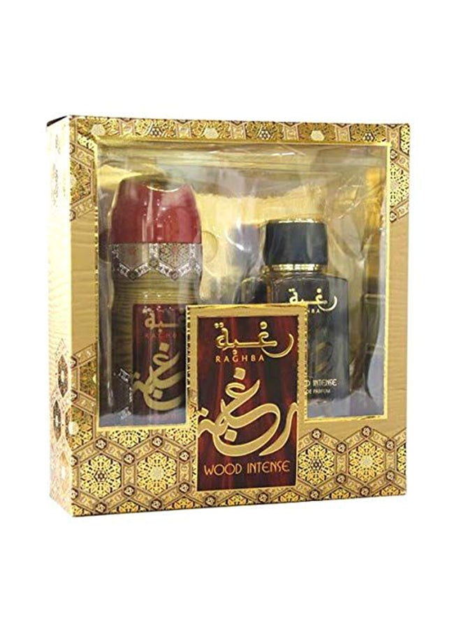 Lattafa Raghba Wood Intense Gift Set EDP And Deodorant 200ml - Image 1