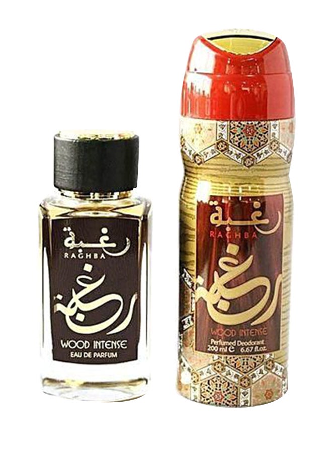 Lattafa Raghba Wood Intense Gift Set EDP And Deodorant 200ml - Image 2