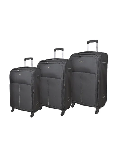 Track Softside 3 Piece Luggage Trolley Set Black