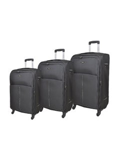 Softside 3 Piece Luggage Trolley Set Black
