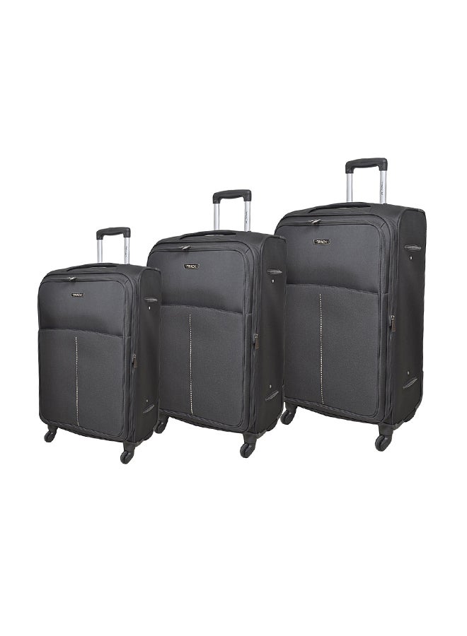 Track - Softside 3 Piece Luggage Trolley Set Black - Image 1