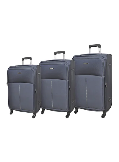 Track Softside 3 Piece Luggage Trolley Set Blue