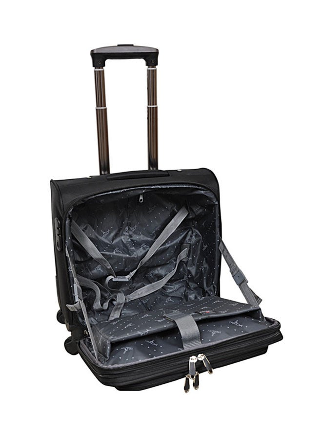تراك حقيبة سفر بعجلات يمكن اصطحابها في الطائرة بجوانب مرنة أسود - Image 4