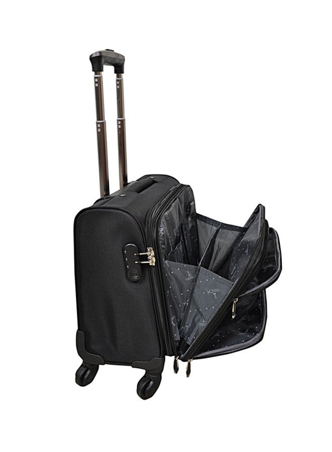 تراك حقيبة سفر بعجلات يمكن اصطحابها في الطائرة بجوانب مرنة أسود - Image 3