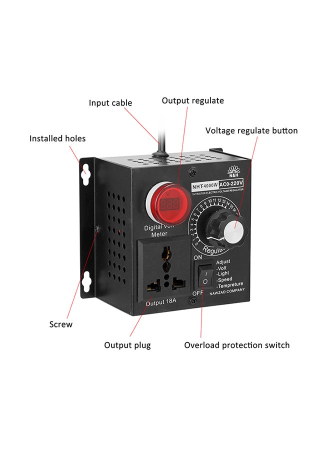 Compact Variable Voltage Controller Black 18x10x12centimeter - Image 2