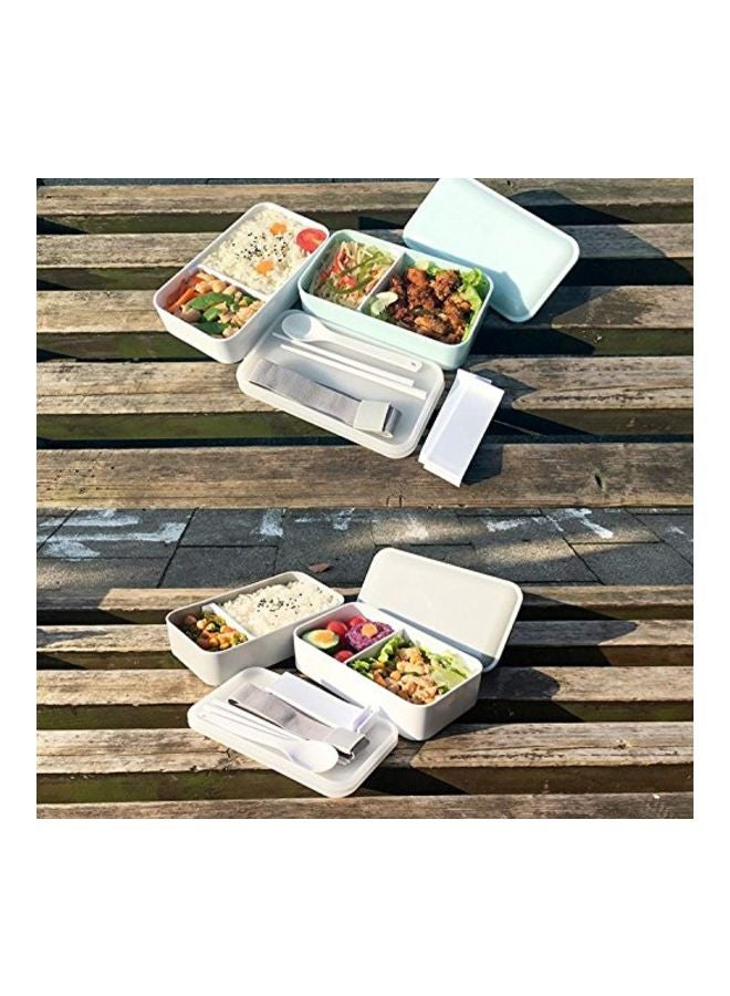 PuTwo 2-Tier Lunch Box Blue/White 7.3x4.1x3. 9inch - Image 2