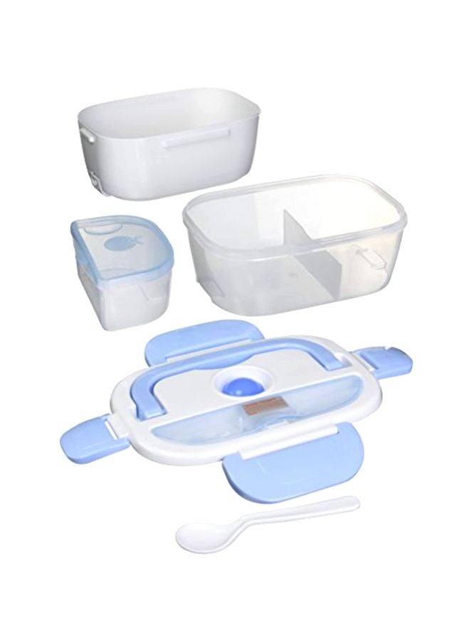TAYAMA Electric Heating Lunch Box Blue/White 10x7.5x4.5inch - Image 2