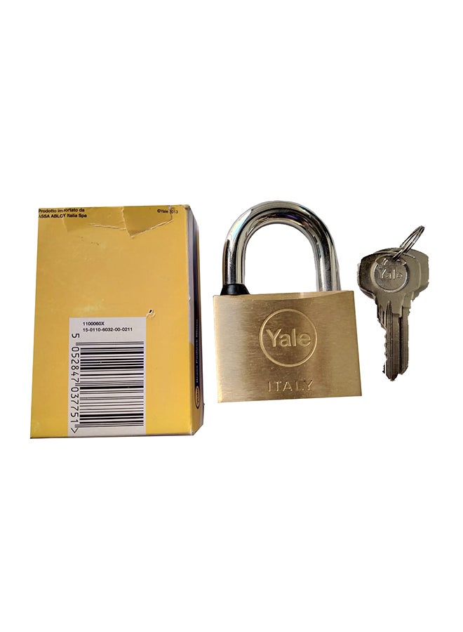 Padlock Brass with 2 Keys Brown/Silver 60mm - v1580895449/N34208396A_1