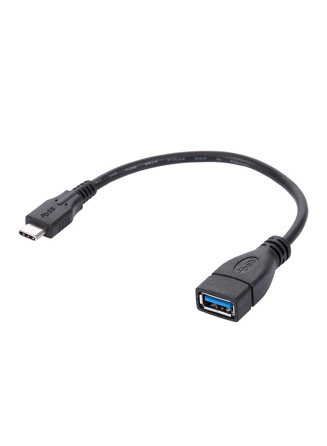 Data Sync Type-C Male To USB Adapter Cable Black - Image 1