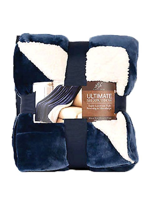 Ultimate Sherpa Plush Reversible Throw Blanket Polyester Royal Blue 60x70inch